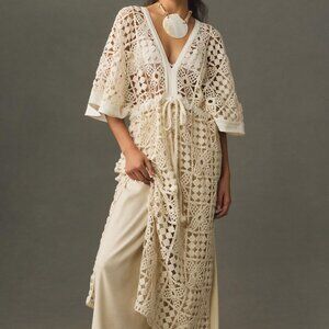 Anthropologie Crochet Tie-Waist Kaftan
